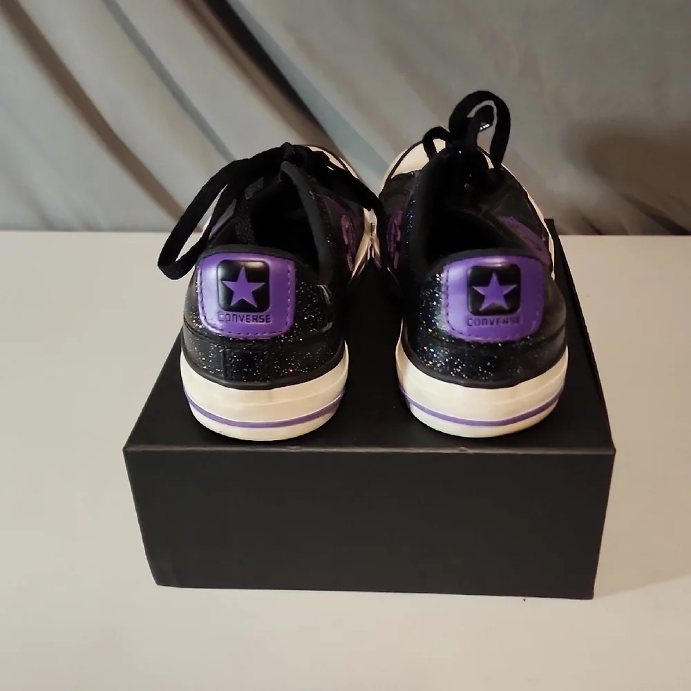 Converse Glitter Black and Purple Sneakers - Picture 3 of 6